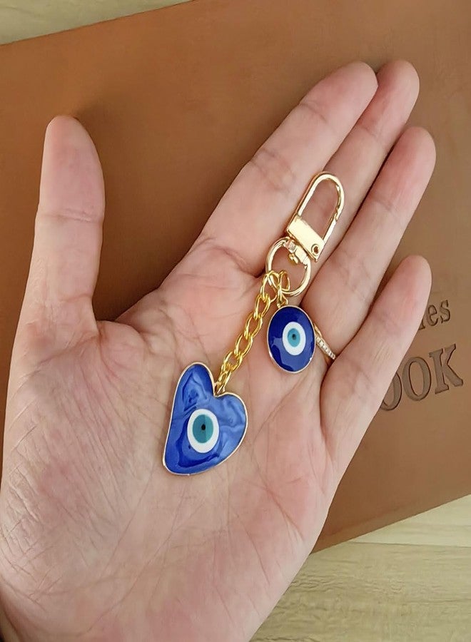 Meimimix Evil Eye Keychains Sweat-heart Protection Charm for Women Men Car Key Ring Bag Purse Accessories Good Luck Amulet Protection (Heart) - Image 3